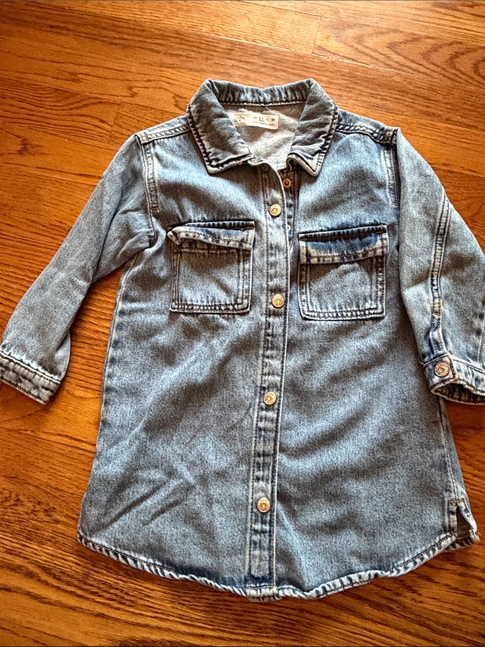 Zara Kids Light Blue Denim Button-Front Jacket